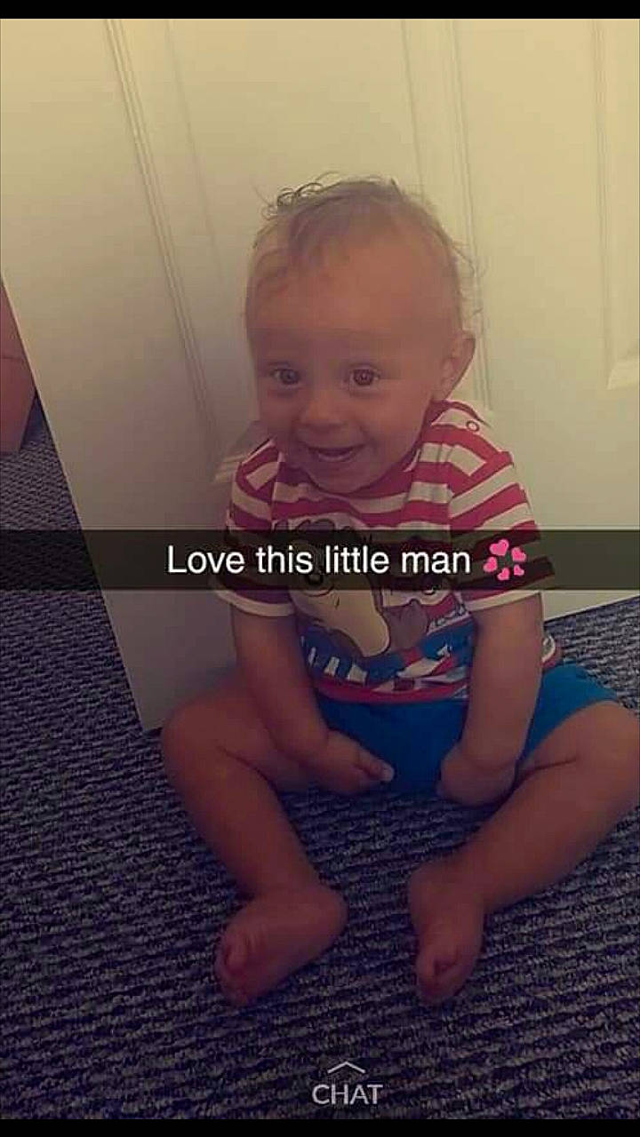 Keelan is registered to the contest to win money with this photo: baby, cheek, child, face, facial_expression, finger, fun, hand, head, joy, leg, mouth, person, photo_caption, play, product, sitting, skin, smile, toddler