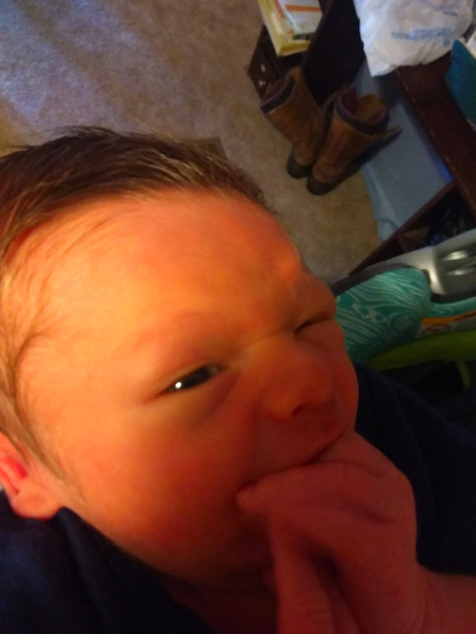 Easten is registered to the contest to win money with this photo: baby, cheek, child, chin, ear, eye, eyebrow, face, finger, forehead, head, iris, lip, mouth, neck, nose, person, selfie, skin, smile