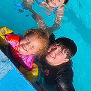 Isabella joined the competition — help win amazing prizes! blue, child, children, face, floaties, fun, hair, happy, leisure, outdoor, person, pool, recreation, skin, smile, splash, summer, swimming, swimsuit, water