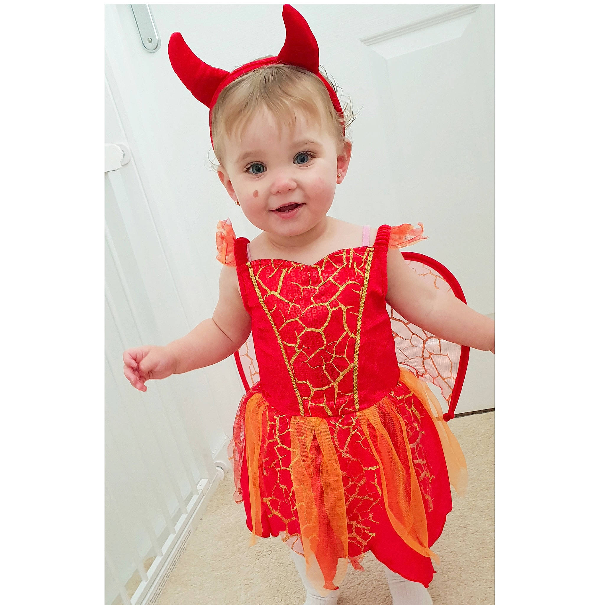 Evie-mae joined the competition — help win amazing prizes! child, costume, girl, orange, person, sleeve, toddler