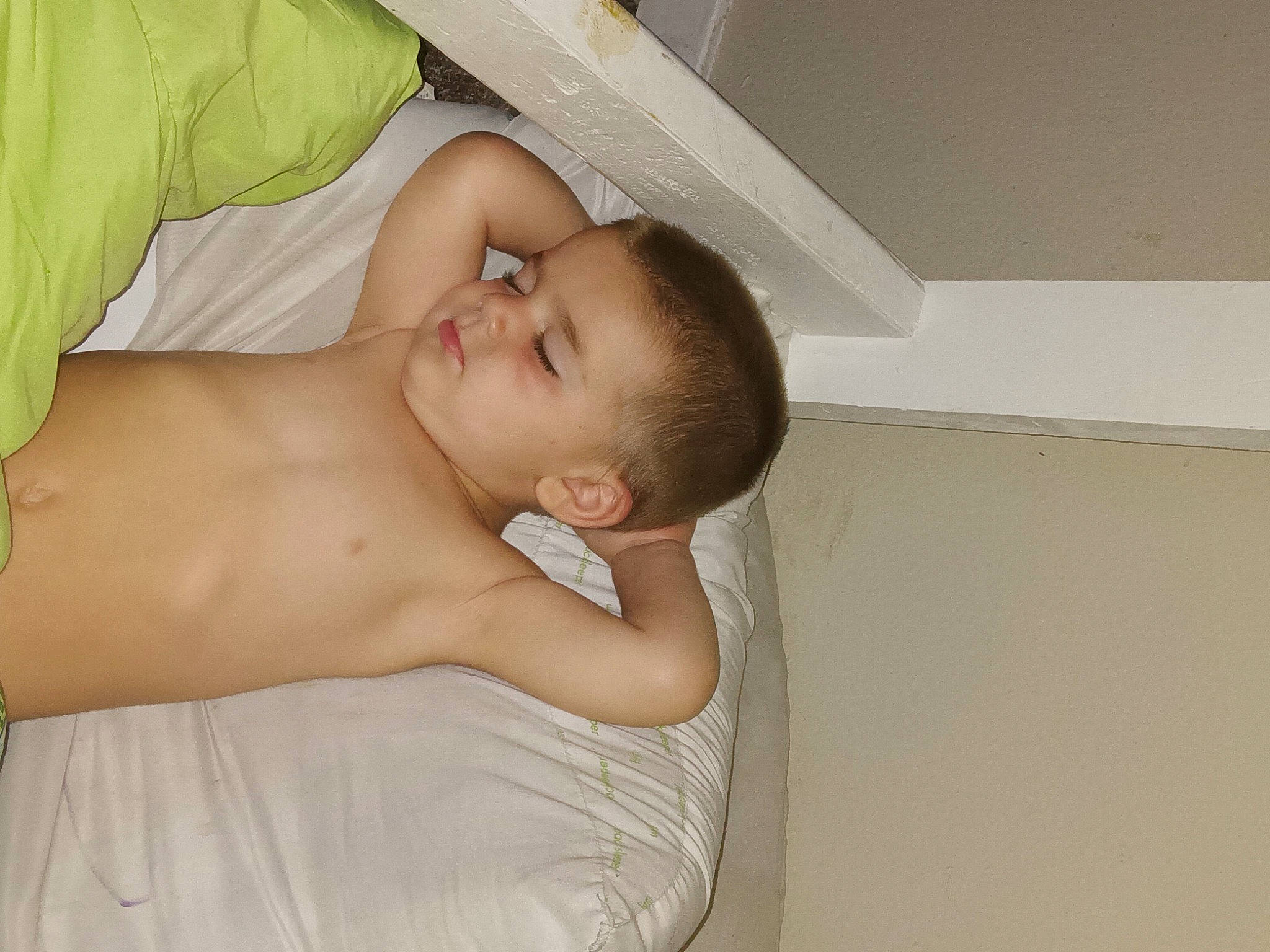 Brentlee joined the competition — help win amazing prizes! abdomen, baby, baby_products, barechested, chest, child, comfort, elbow, human_body, linens, person, room, sleep, stomach, toddler, trunk