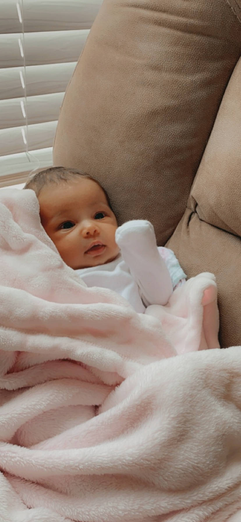 Amiyah is registered to the contest to win money with this photo: baby, baby_sleeping, baby_toddler_clothing, bedding, cheek, child, chin, comfort, eye, eyebrow, eyelash, face, finger, head, linens, lip, mouth, person, pink, skin