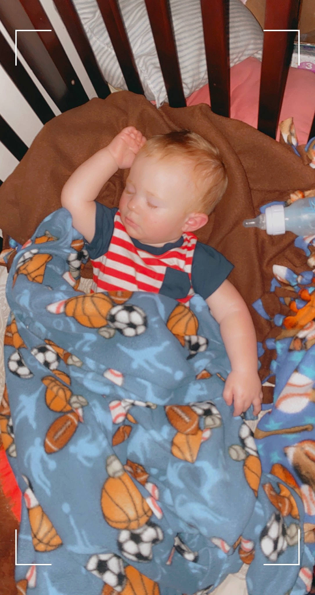 Jamison joined the competition — help win amazing prizes! baby, baby_products, baby_safety, baby_toddler_clothing, baby_toys, calabaza, child, comfort, linens, orange, pattern, person, play, product, room, sitting, sleeve, textile, toddler, wood