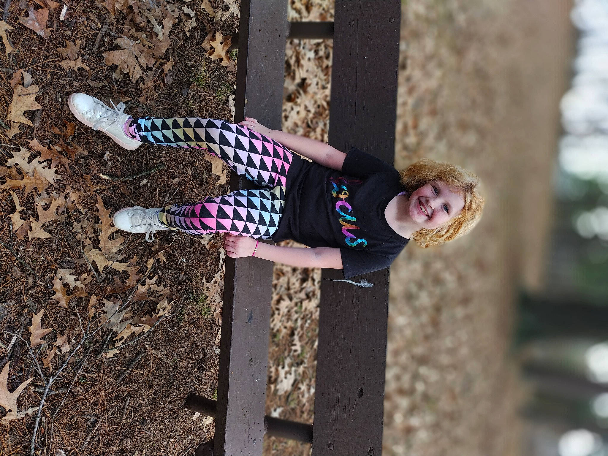 Brooklynn joined the competition — help win amazing prizes! child, electric_blue, fun, happy, human_leg, joy, leisure, pattern, person, recreation, shadow, sock, soil, toddler, tree, waist, walking_shoe, wood