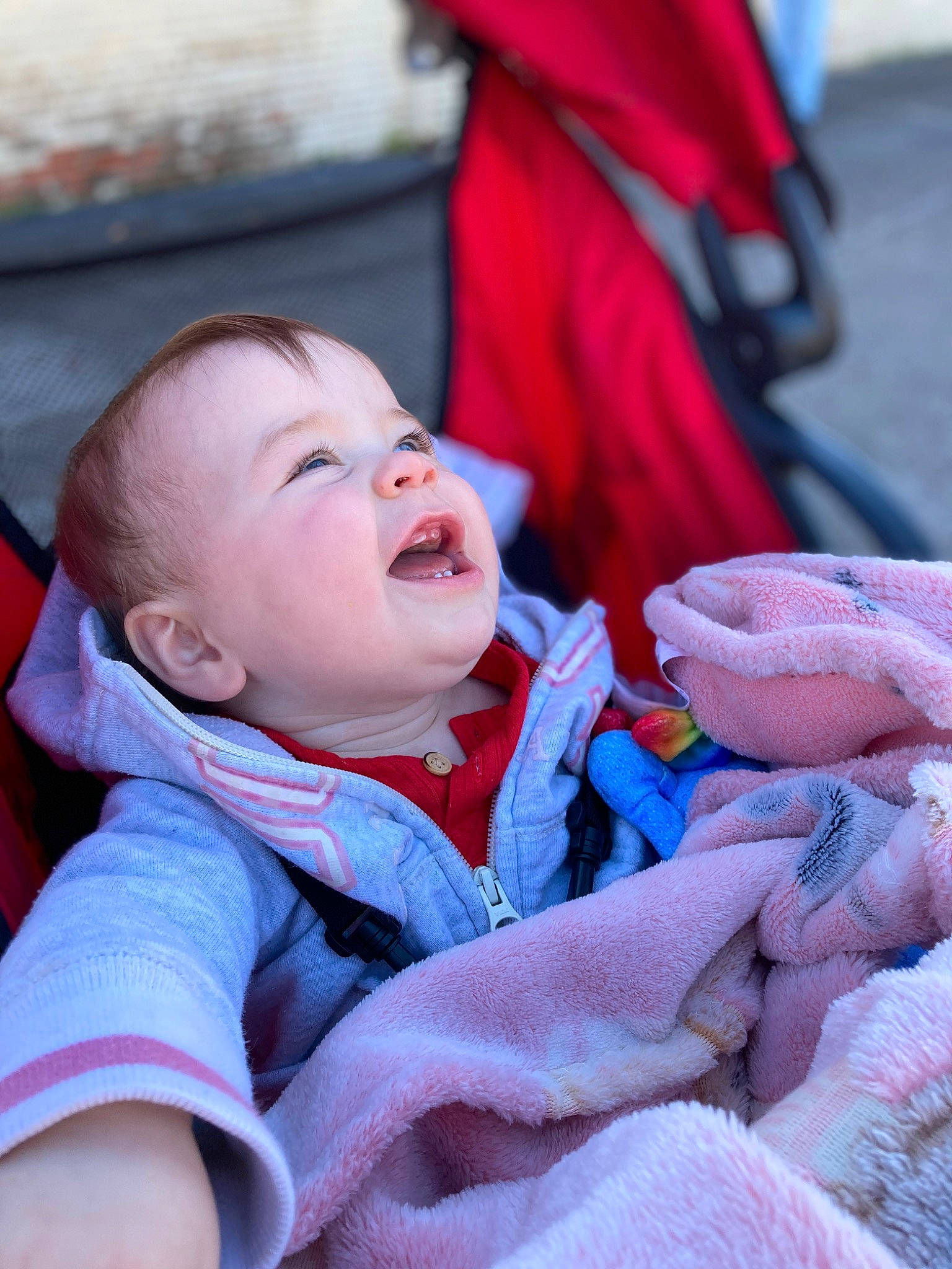 Remington joined the competition — help win amazing prizes! baby, baby_carriage, baby_products, baby_toddler_clothing, cheek, child, comfort, electric_blue, face, fun, grass, happy, laugh, people, person, sitting, skin, smile, textile, toddler