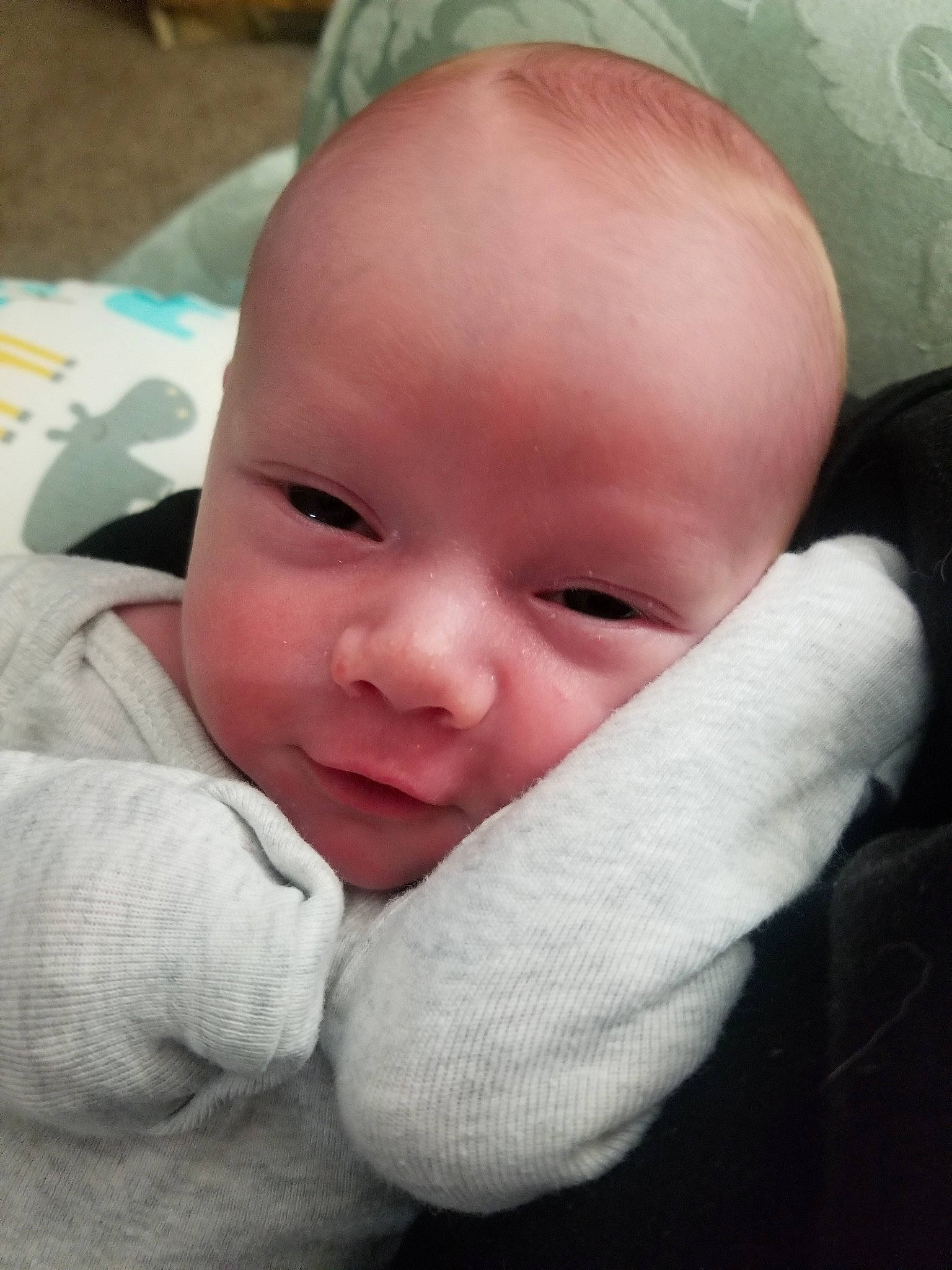 Finnley joined the competition — help win amazing prizes! baby, baby_making_funny_faces, beauty, cheek, child, chin, eye, eyebrow, face, facial_expression, finger, forehead, hand, head, lip, mouth, nose, person, skin, smile