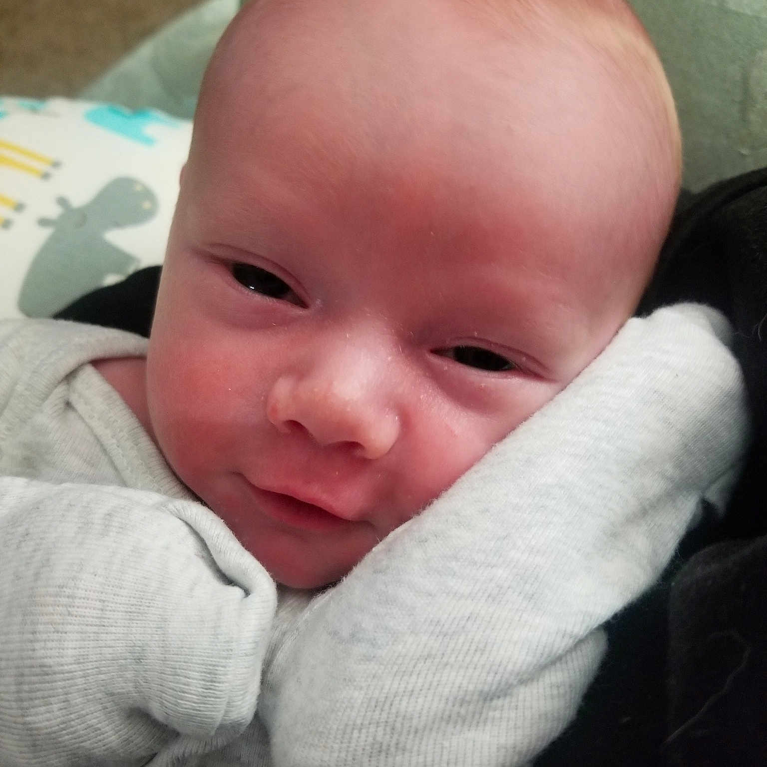 Finnley joined the competition — help win amazing prizes! baby, baby_making_funny_faces, beauty, cheek, child, chin, eye, eyebrow, face, facial_expression, finger, forehead, hand, head, lip, mouth, nose, person, skin, smile