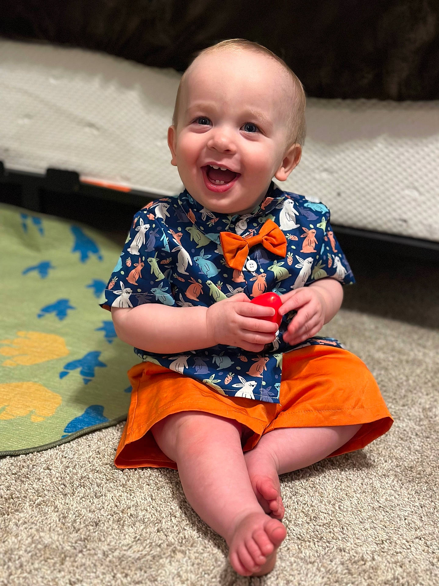 Coen joined the competition — help win amazing prizes! accessories, baby, babylaughing, clothing, dress, face, happy, head, jewelry, laughing, necklace, pants, person, photography, plant, portrait, shorts, sitting, smile, t_shirt