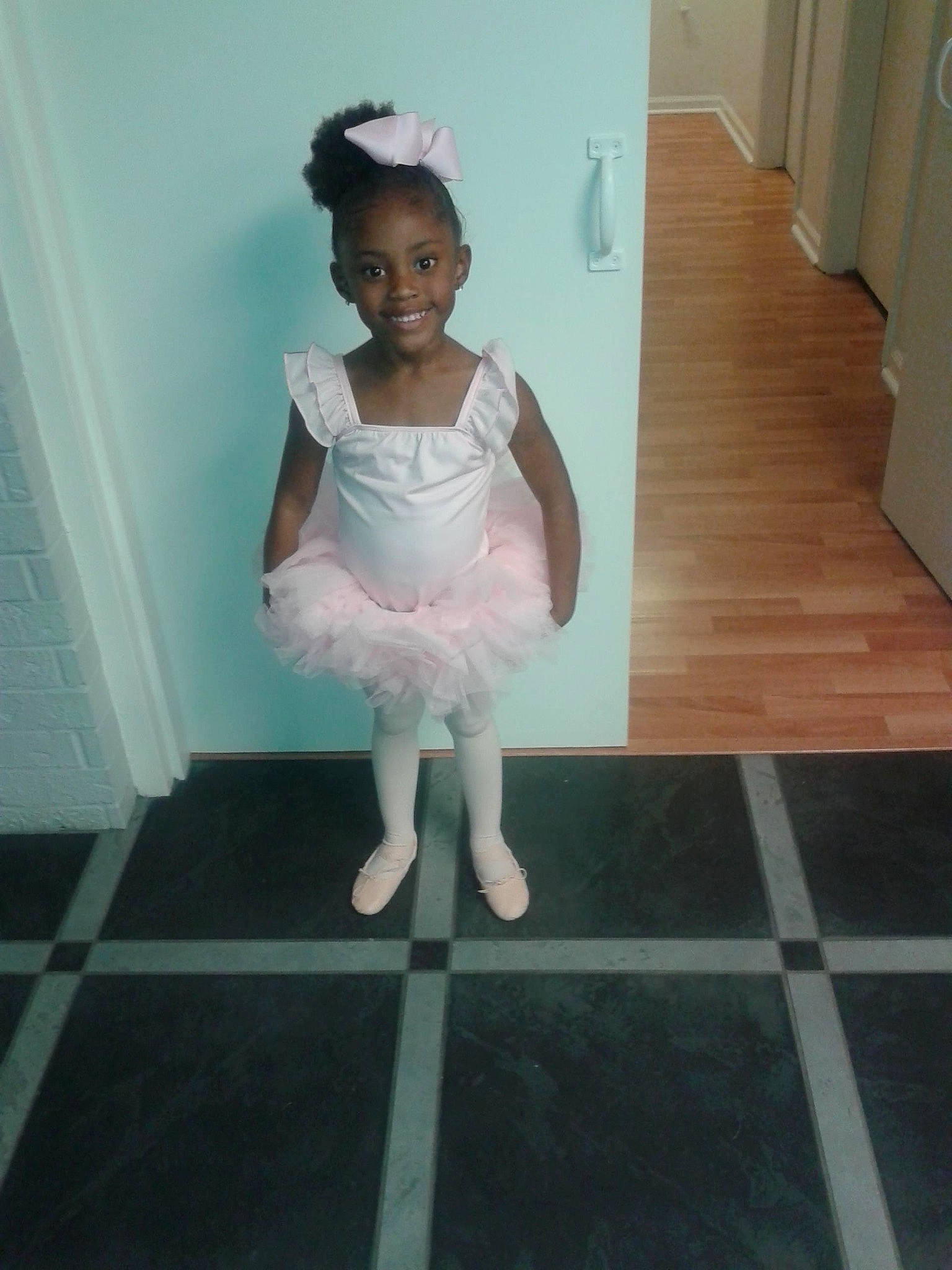 Jacey joined the competition — help win amazing prizes! arm, baby_toddler_clothing, barefoot, day_dress, door, dress, embellishment, floor, flooring, hardwood, human_body, human_leg, joy, knee, leg, one_piece_garment, person, sleeve, toddler, waist