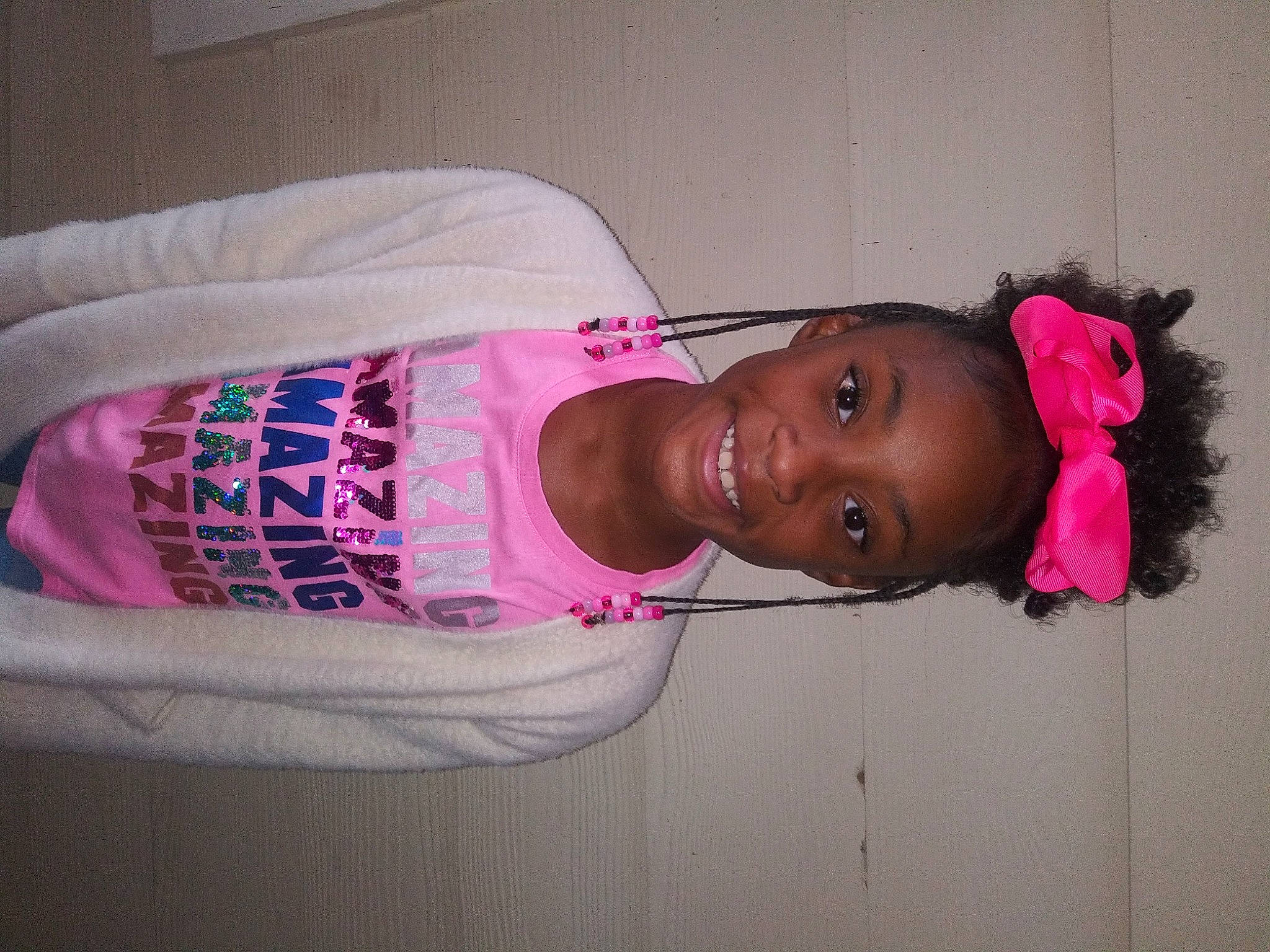 Jacey is registered to the contest to win money with this photo: arm, cool, eye, face, happy, hat, head, headgear, human_body, joy, lip, magenta, mouth, neck, person, pink, purple, skin, sleeve, smile