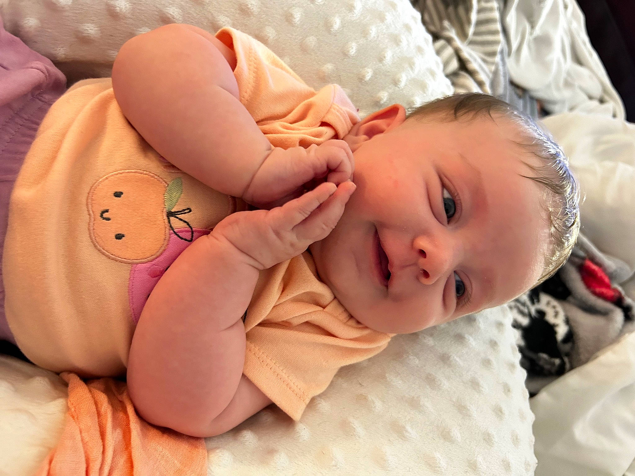 Kaylie is registered to the contest to win money with this photo: baby, baby_sleeping, baby_toddler_clothing, cheek, child, comfort, eye, face, facial_expression, finger, head, lip, mouth, nose, people, person, pink, product, skin, textile