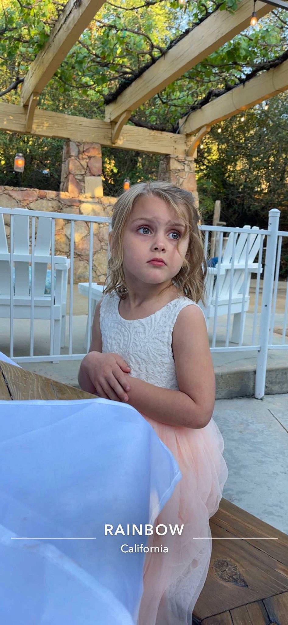 Alyson joined the competition — help win amazing prizes! blond, chair, child, dress, event, eye, face, formal_wear, fun, gown, grass, hairstyle, happy, leisure, person, recreation, sitting, t_shirt, toddler, tree