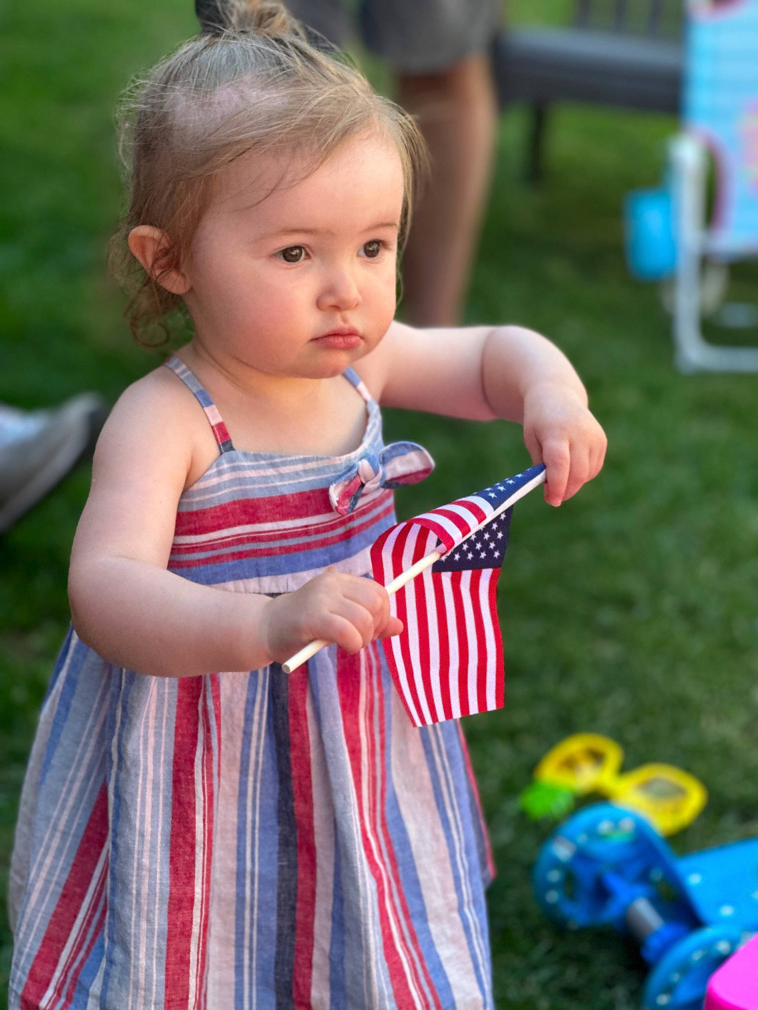 Iva joined the competition — help win amazing prizes! baby_products, baby_toddler_clothing, blond, blue, child, day_dress, dress, electric_blue, event, fun, grass, hairstyle, happy, leisure, pattern, people_in_nature, person, play, recreation, summer