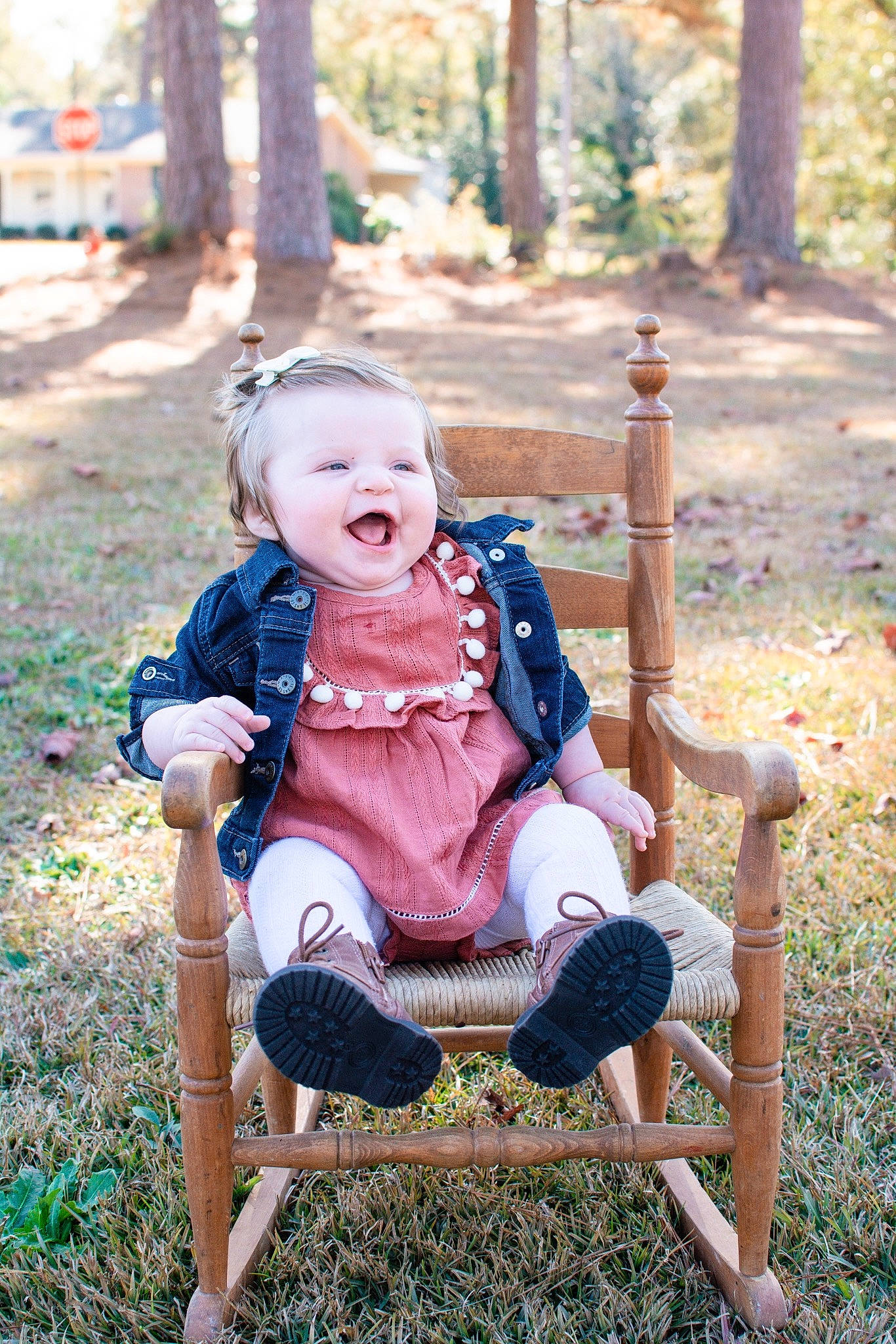Laney joined the competition — help win amazing prizes! baby, baby_toddler_clothing, chair, face, facial_expression, grass, happy, hat, head, leg, leisure, mammal, people_in_nature, person, plant, recreation, smile, summer, toddler, tree