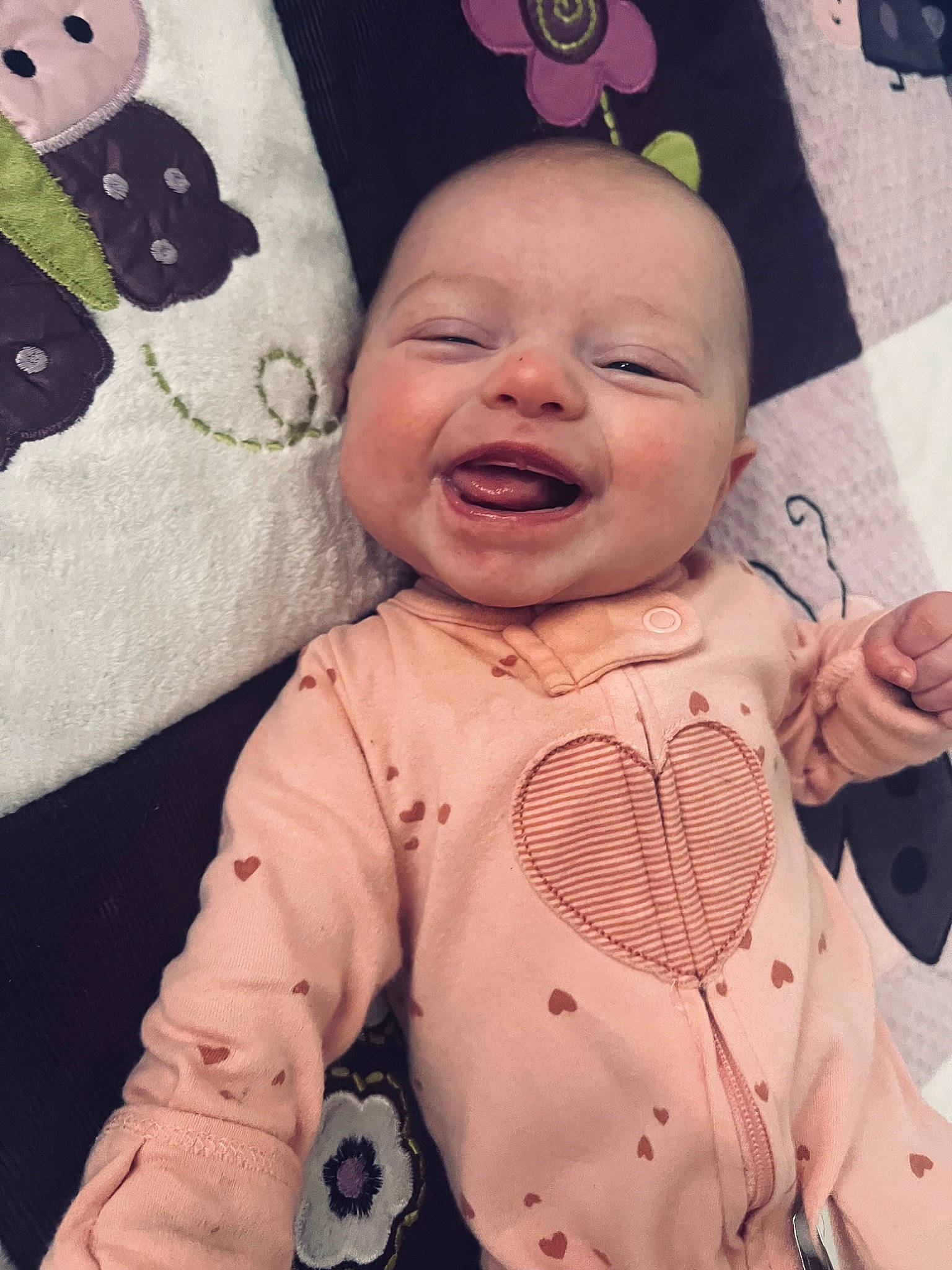 Jade joined the competition — help win amazing prizes! baby, baby_toddler_clothing, cheek, chin, eye, face, facial_expression, gesture, happy, head, lip, mouth, nose, person, pink, product, skin, sleeve, smile, textile