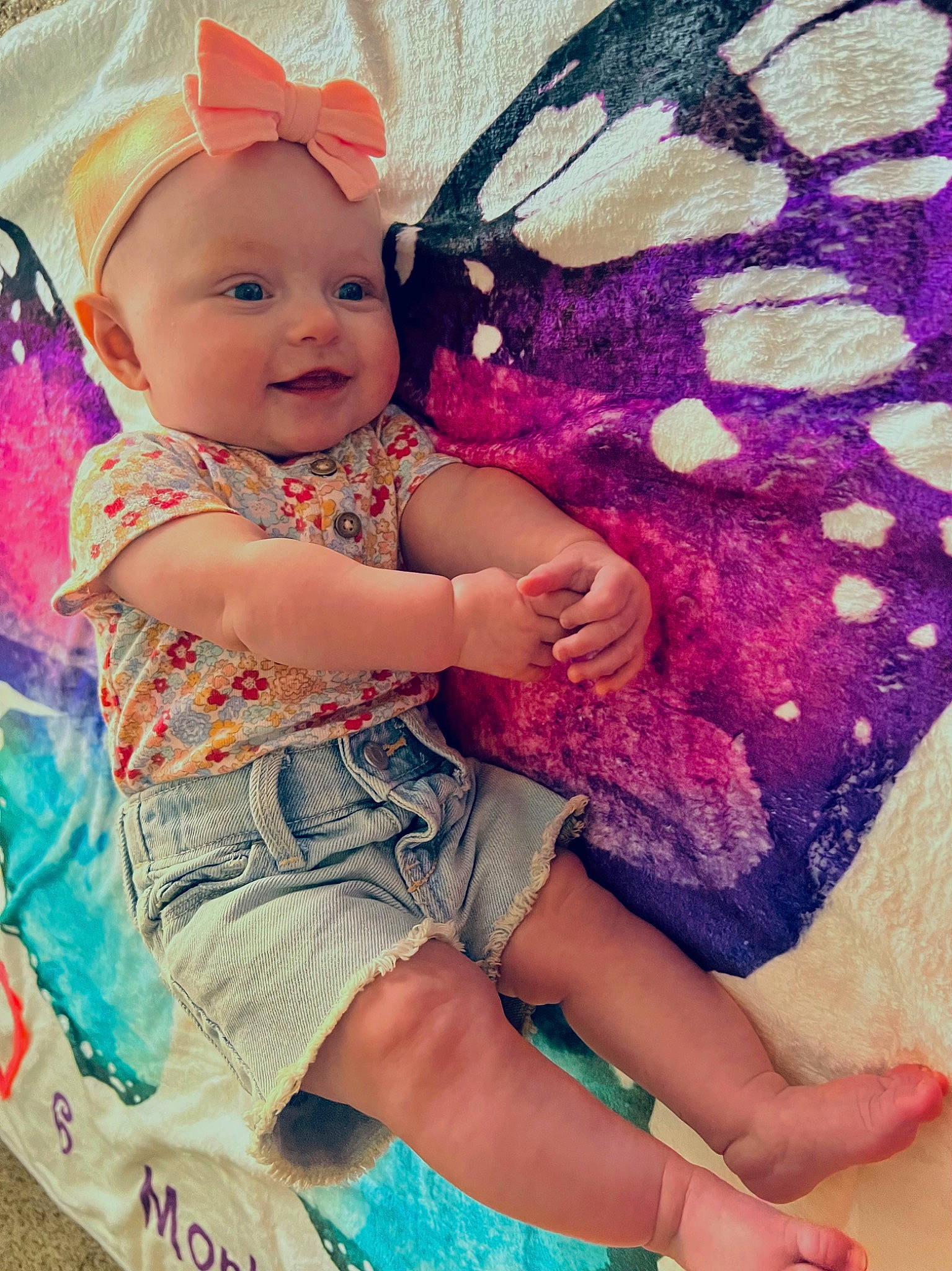 Jade joined the competition — help win amazing prizes! arthropod, baby, baby_toddler_clothing, butterfly, cool, face, happy, head, insect, magenta, organ, pattern, person, pink, pollinator, purple, skin, smile, textile, toddler