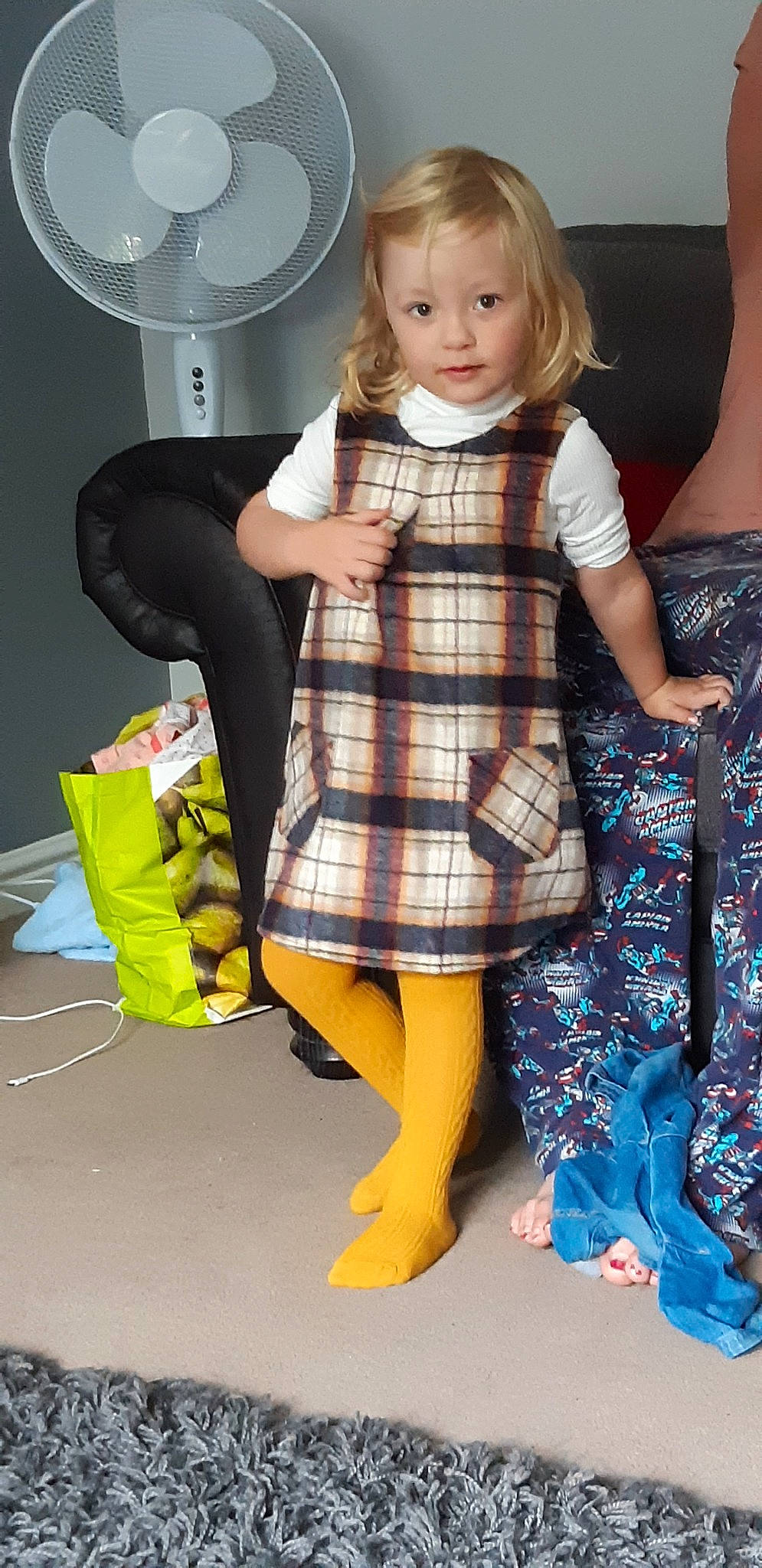 Rosie joined the competition — help win amazing prizes! child, design, pattern, person, plaid, textile, toddler