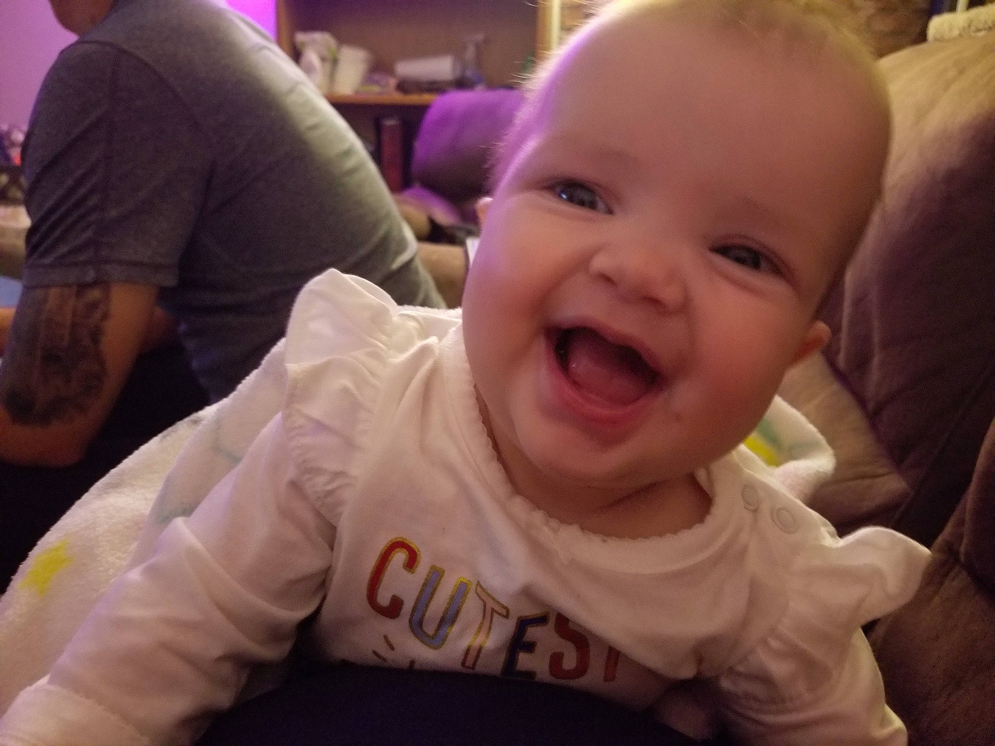 Sophia Rose is registered to the contest to win money with this photo: baby, cheek, child, chin, ear, eye, face, facial_expression, forehead, happy, head, laugh, lip, mouth, nose, people, person, skin, sky, smile