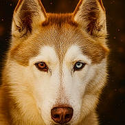 Oona a rejoint le concours — aidez-le/la à gagner de superbes lots ! dog, husky, portrait, close_up, heterochromia, brown_eye, blue_eye, fur, animal, pet, mammal, canine, face, ears, snout, whiskers, outdoor, nature, gaze, beautiful