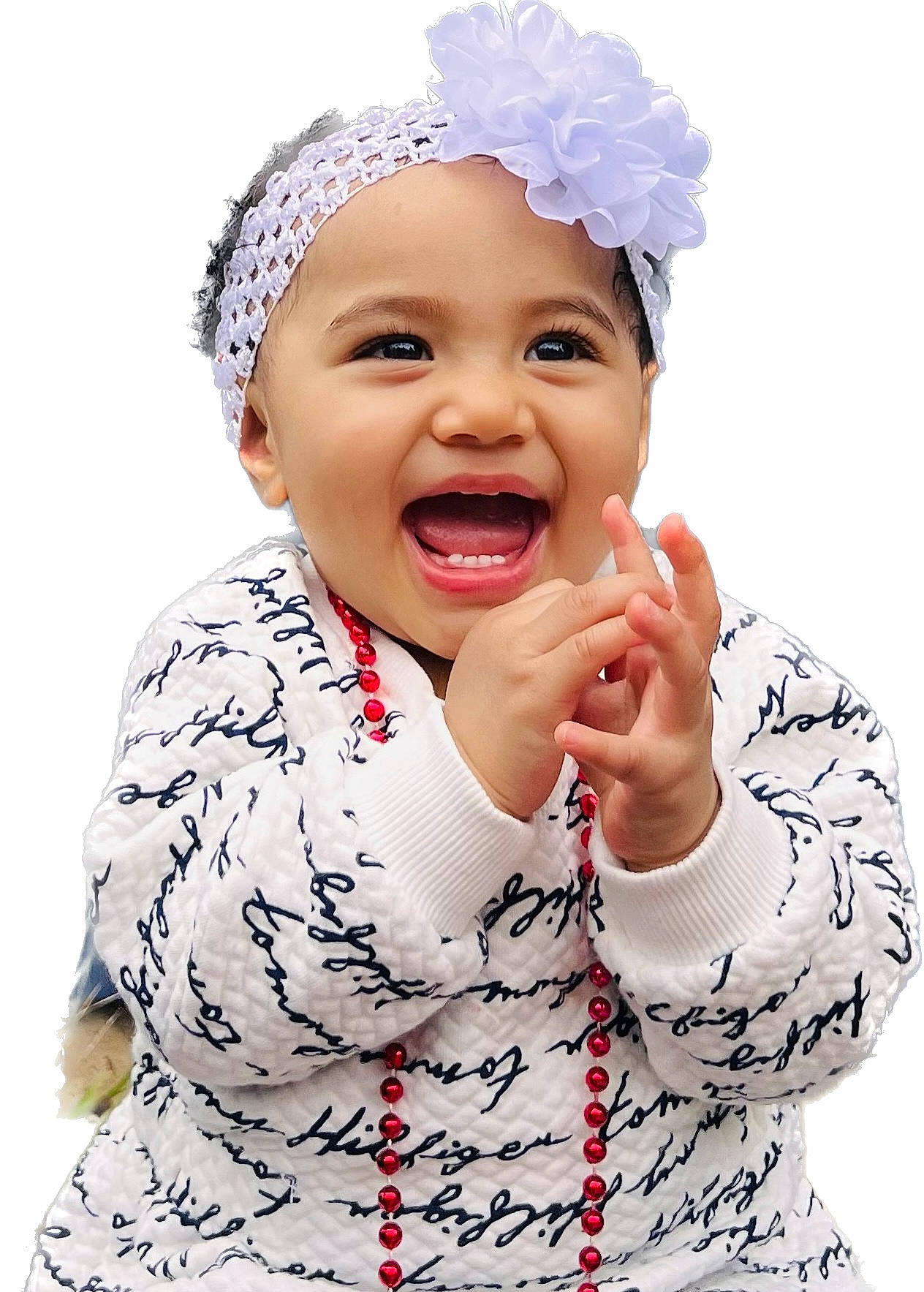 Salome is registered to the contest to win money with this photo: arm, baby_laughing, baby_toddler_clothing, eye, face, facial_expression, finger, flash_photography, gesture, hand, happy, head, headwear, human_body, lip, person, pink, skin, sleeve, smile