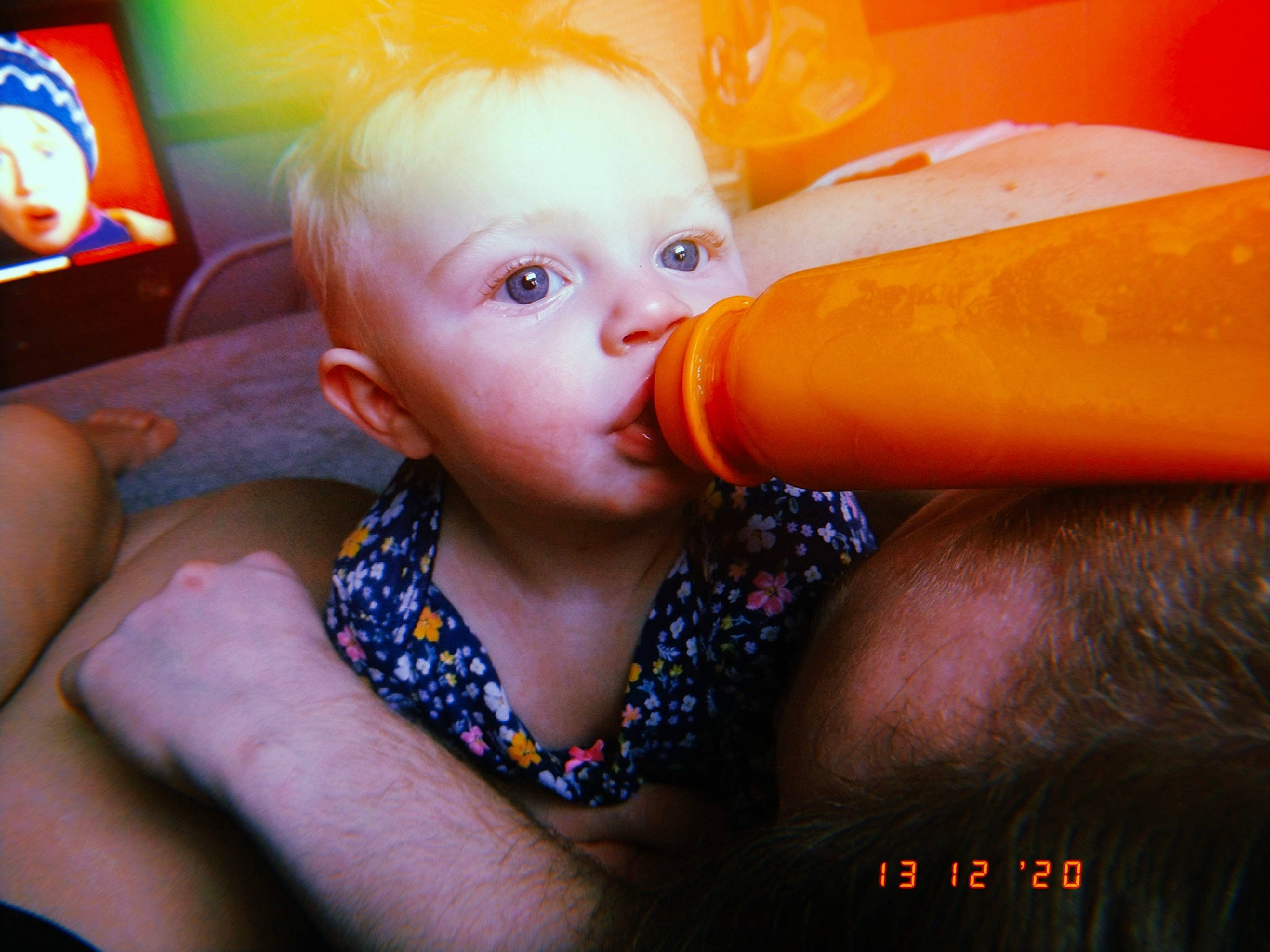 Elaina joined the competition — help win amazing prizes! arm, baby, baby_products, child, drinkware, finger, flash_photography, fun, gesture, hand, happy, leisure, lip, mouth, nail, nose, orange, person, room, thumb