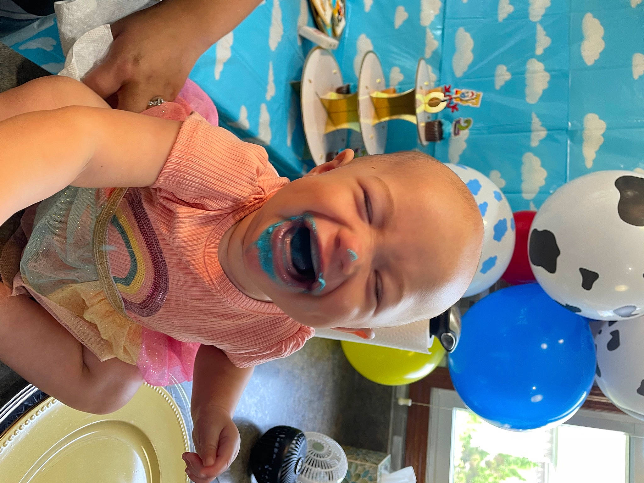 Magnolia is registered to the contest to win money with this photo: baby, baby_products, balloon, blue, chest, child, fun, happy, leisure, mouth, party_supply, person, plate, play, product, smile, snapshot, tableware, toddler, toy