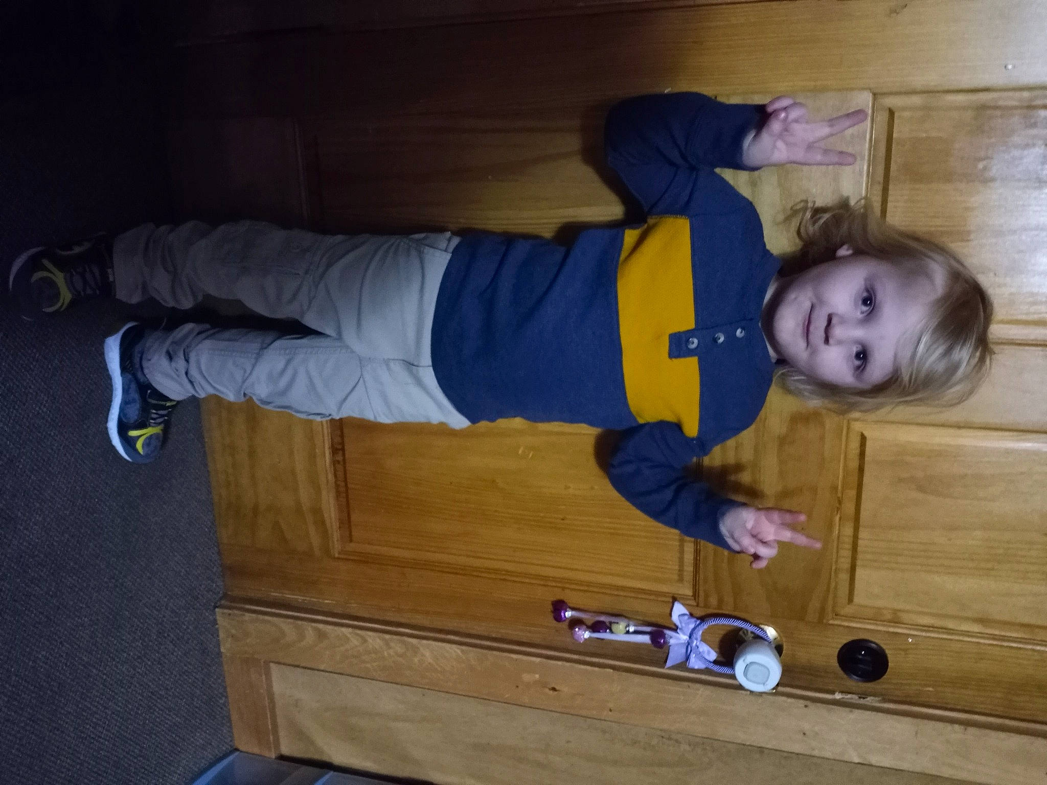 Dominik joined the competition — help win amazing prizes! baby_toddler_clothing, balance, child, comfort, electric_blue, floor, flooring, fun, hardwood, human_leg, knee, leg, person, room, sleeve, smile, sportswear, toddler, varnish, wood