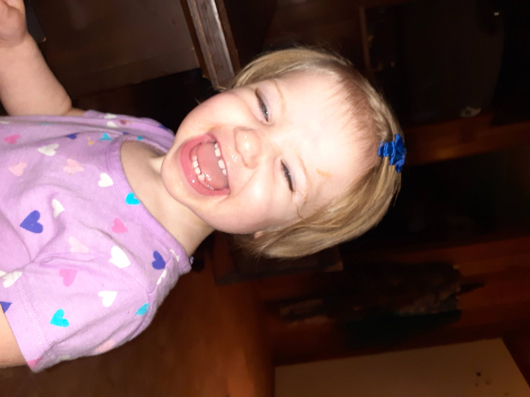 Delaney is registered to the contest to win money with this photo: baby_laughing, baby_toddler_clothing, cheek, chest, ear, eyebrow, face, happy, human_body, iris, jaw, lip, mouth, nose, person, skin, smile, thumb, toddler, tooth