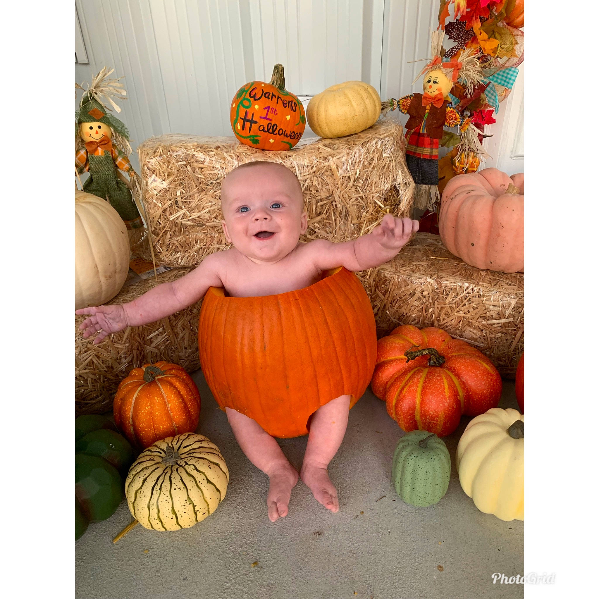 Warren joined the competition — help win amazing prizes! calabaza, carving, cucurbita, fruit, gourd, grass, happy, head, local_food, natural_foods, orange, person, plant, produce, pumpkin, smile, squash, vegetable, whole_food, winter_squash