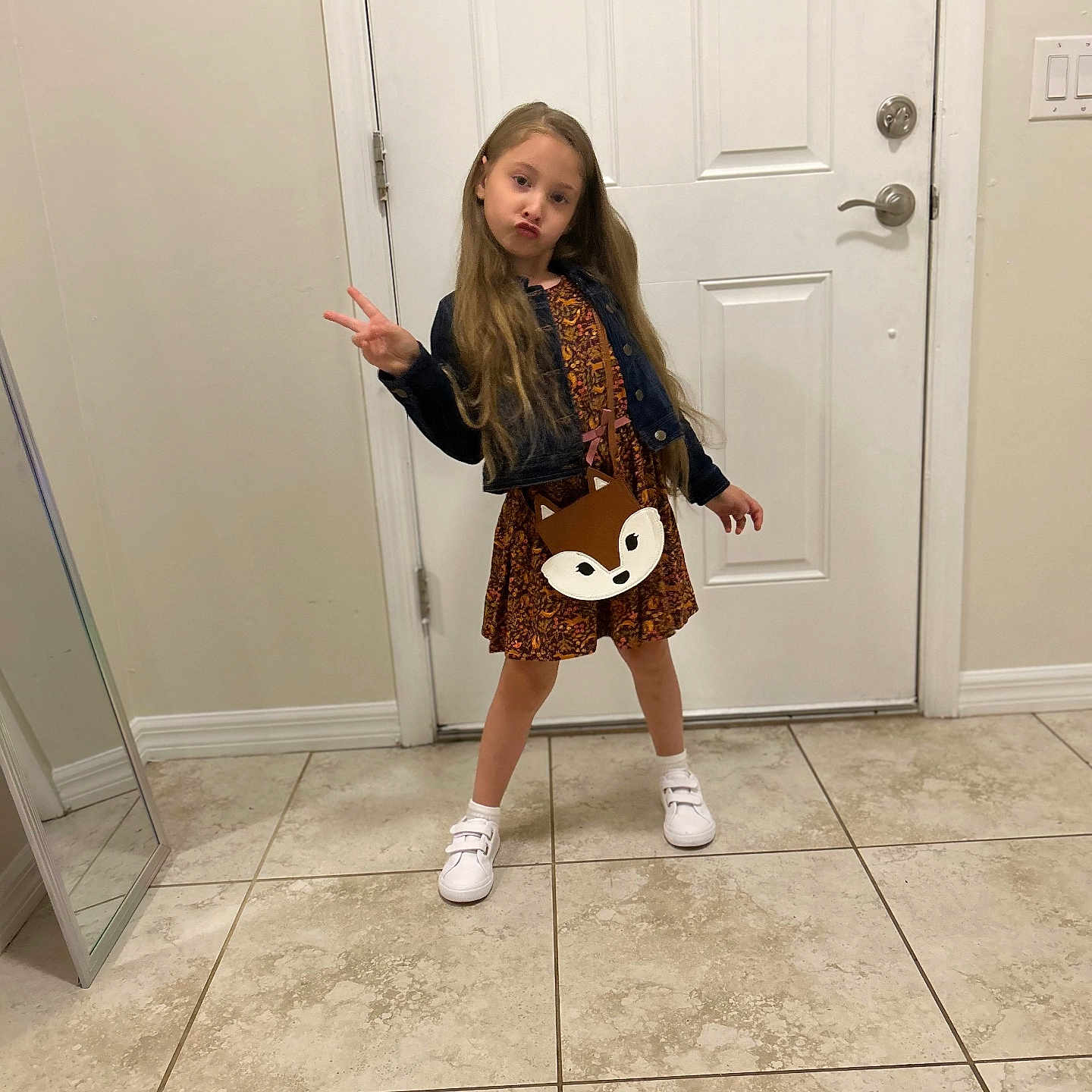 Aryah joined the competition — help win amazing prizes! accessories, bag, child, clothing, door, face, female, footwear, girl, handbag, head, pants, performer, person, shoe, sitting, skirt, sleeve, sneaker, soloperformance