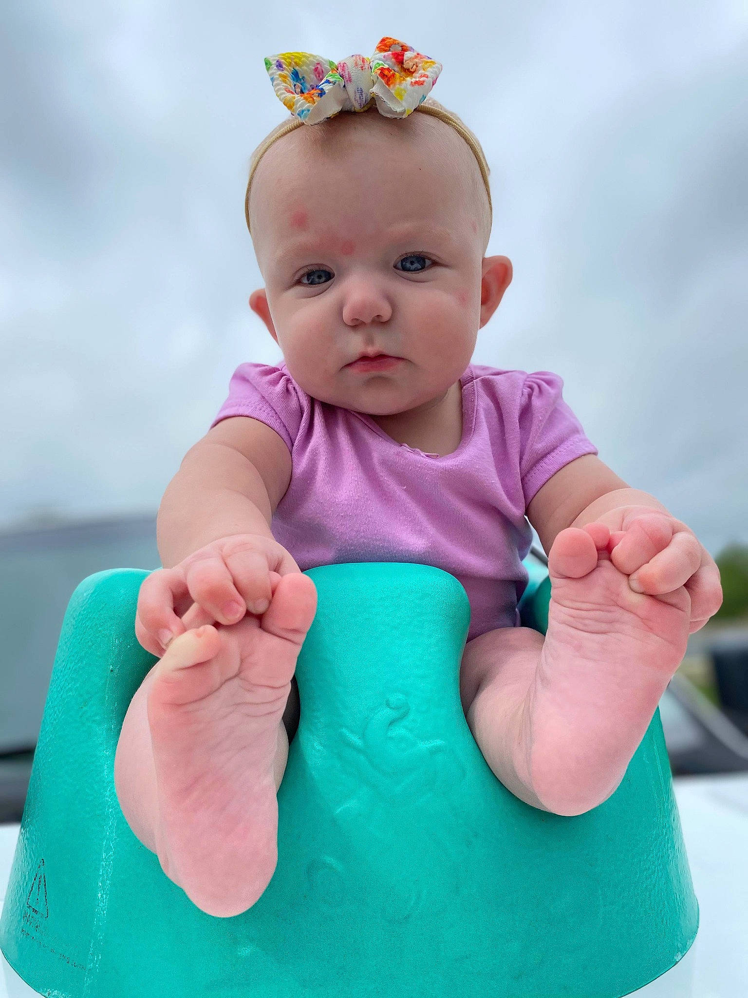 Paislee joined the competition — help win amazing prizes! azure, baby, baby_products, baby_toddler_clothing, child, cloud, electric_blue, fashion_accessory, finger, fun, gesture, happy, magenta, person, pink, product, sitting, sky, sleeve, thumb