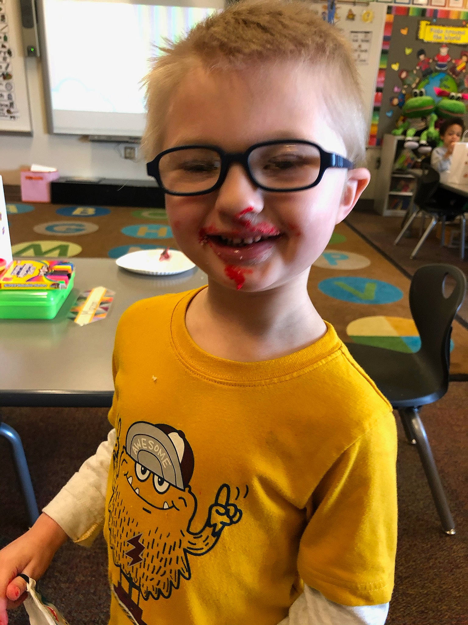 Mason joined the competition — help win amazing prizes! art, chair, child, community, cool, desk, engineering, event, eyewear, fun, glasses, happy, joy, person, recreation, room, sleeve, smile, summer, t_shirt