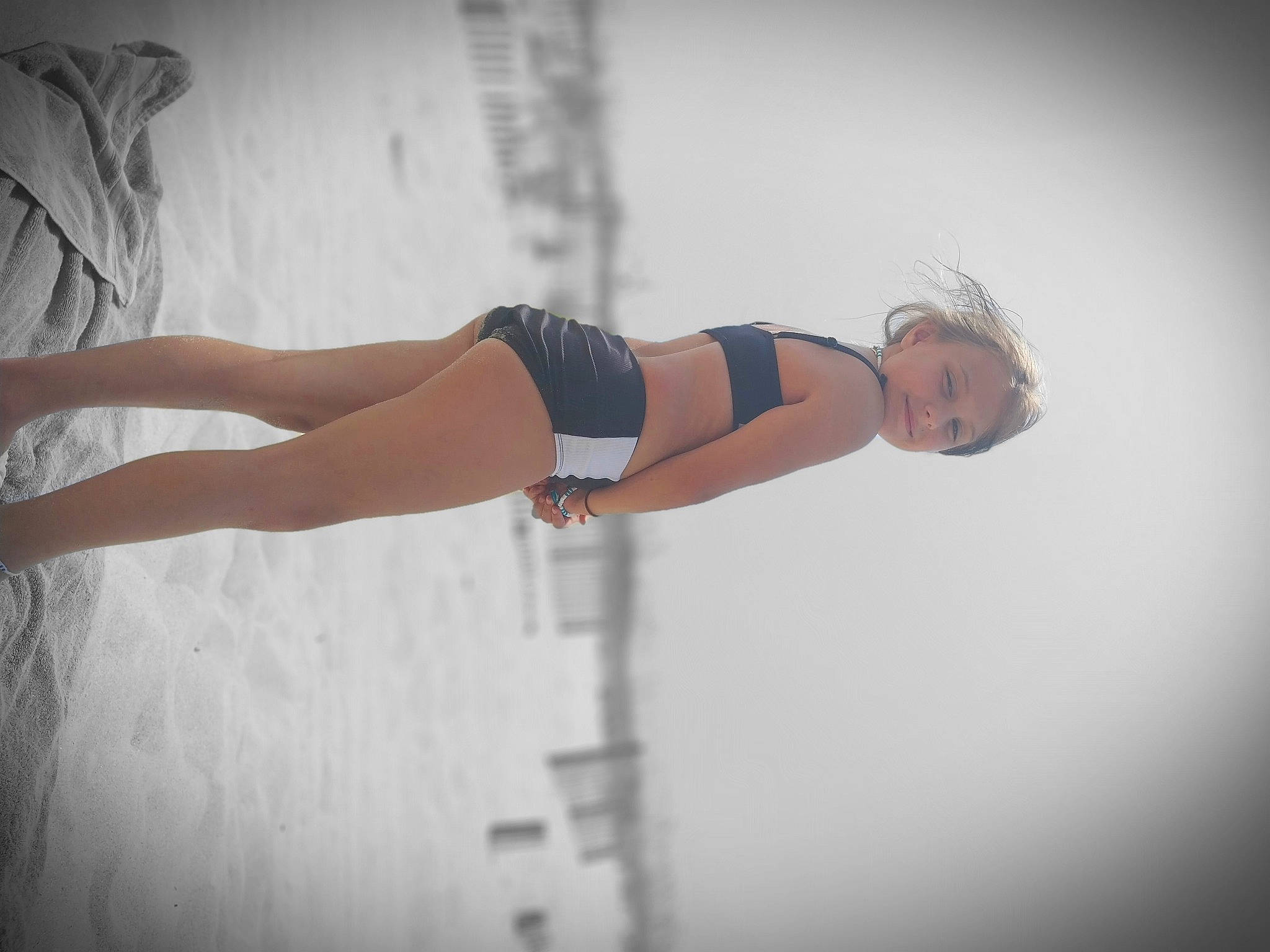 Olivia joined the competition — help win amazing prizes! abdomen, arm, balance, cloud, elbow, flash_photography, grey, hand, happy, human_leg, joint, joy, knee, leg, person, shorts, sky, sportswear, standing, thigh