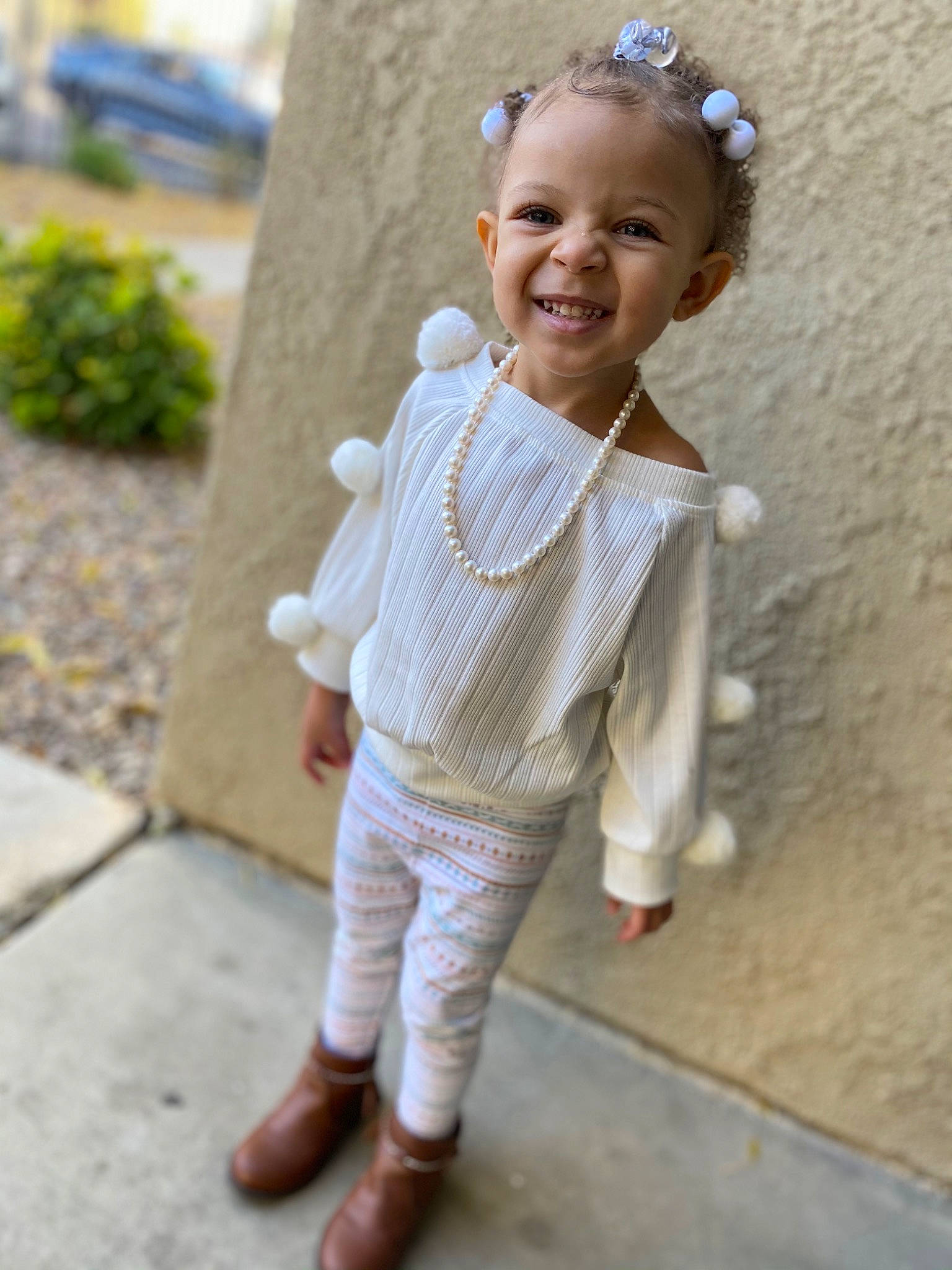 Jazlynn is registered to the contest to win money with this photo: baby, baby_toddler_clothing, child_model, craft, crown, day_dress, ear, foot, hair_accessory, happy, headband, headpiece, joy, knitting, laugh, person, sleeve, tiara, toddler, wool