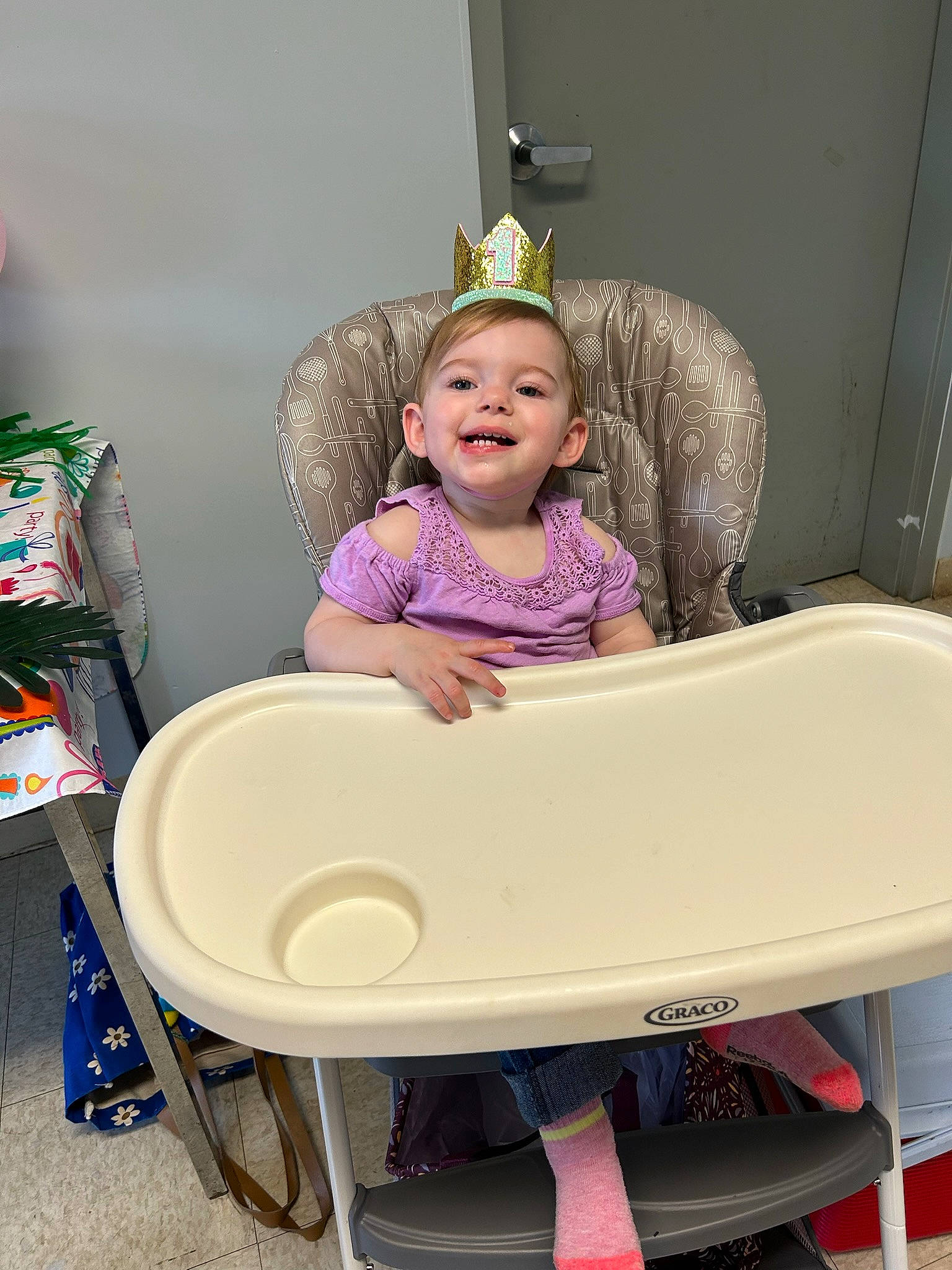 Brielle joined the competition — help win amazing prizes! baby, baby_laughing, baby_toddler_clothing, bathroom, bathtub, child, comfort, fun, happy, joy, leisure, person, pink, play, purple, room, sitting, smile, t_shirt, table