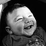 Alezyo participe au concours pour gagner de l'argent avec cette photo : baby, smile, happy, face, infant, clothing, black_and_white, portrait, cute, child, expression, tshirt, cartoon, hand, soft_light, shadow, closeup, young, joy, cheerful