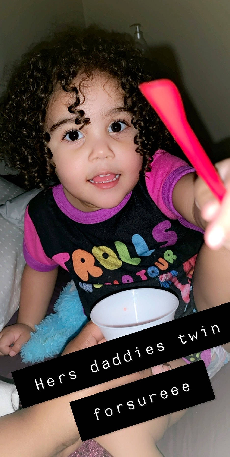 Lani is registered to the contest to win money with this photo: cheek, child, comfort_food, food, person, photo_caption, photography, play, side_dish, toddler