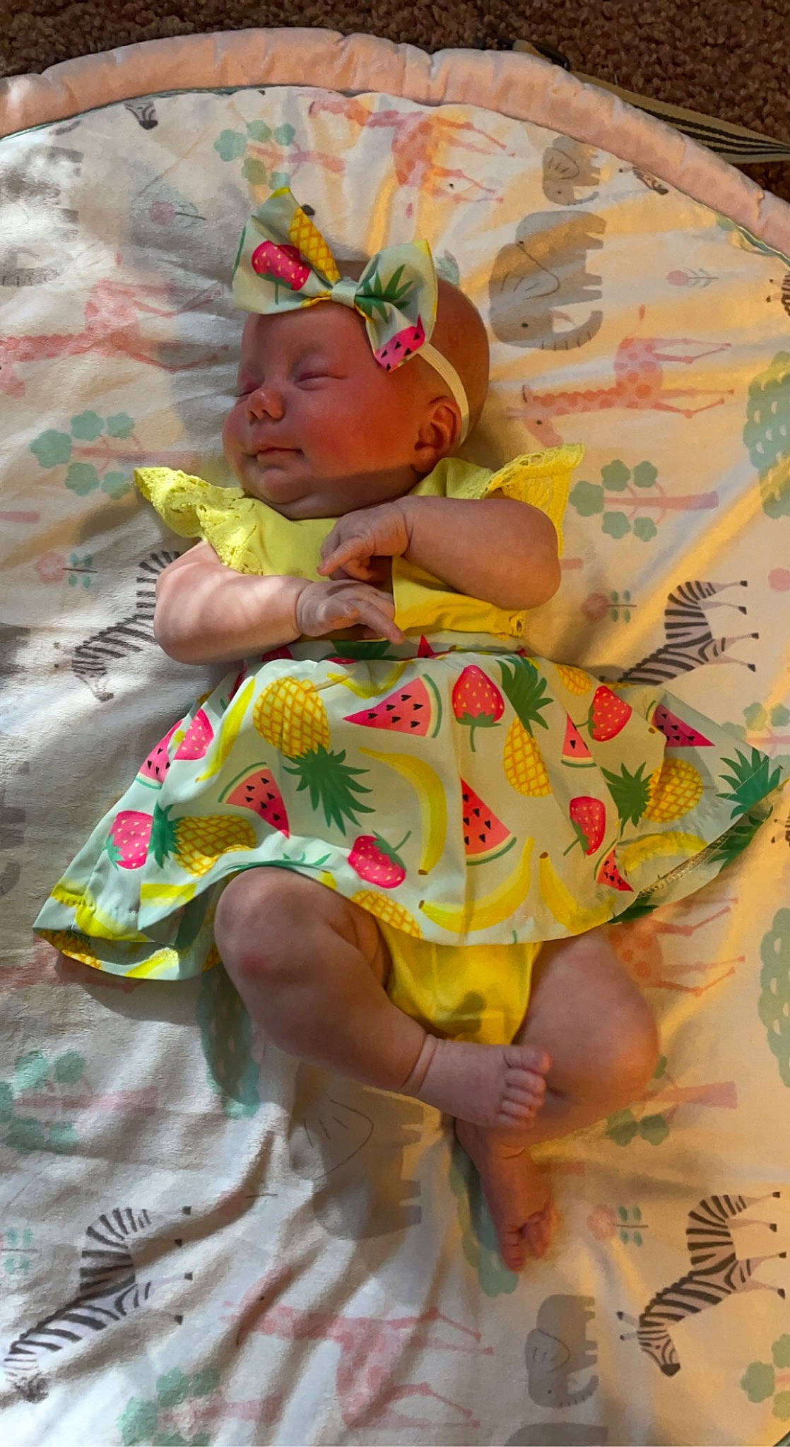 Lillie joined the competition — help win amazing prizes! baby, baby_toddler_clothing, child, event, fashion_design, fun, happy, headwear, human_leg, leisure, linens, magenta, pattern, person, pink, play, room, sitting, textile, thigh