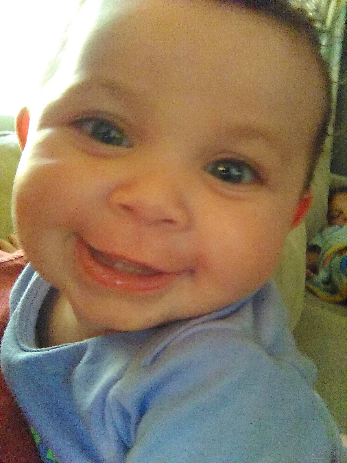 Dakota is registered to the contest to win money with this photo: baby, baby_toddler_clothing, cheek, chin, curtain, ear, eye, eyebrow, eyelash, facial_expression, forehead, hairstyle, happy, iris, joy, lip, mouth, nose, person, skin