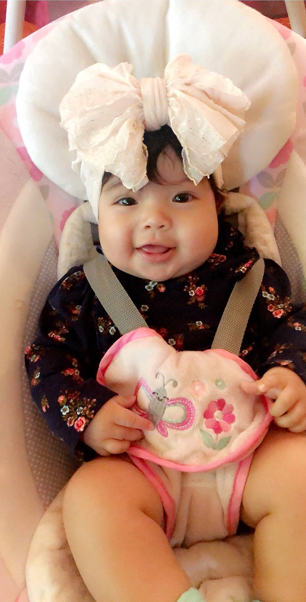 Evelina joined the competition — help win amazing prizes! baby, baby_products, cheek, child, eye, hair_accessory, happy, headgear, headwear, person, pink, product, skin, smile, toddler