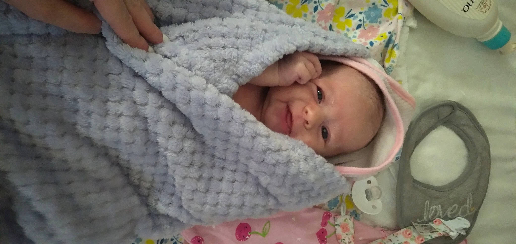 Lucy joined the competition — help win amazing prizes! baby, baby_products, baby_safety, baby_sleeping, baby_toddler_clothing, bedtime, cheek, child, comfort, eye, face, finger, head, headgear, infant_bed, linens, pattern, person, skin, textile