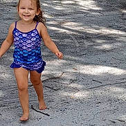Ellianna joined the competition — help win amazing prizes! barefoot, casual, child, daylight, girl, grass, happy, joyful, nature, outdoor, playful, running, sand, shadow, smiling, summer, sunlight, swimsuit, tree, young