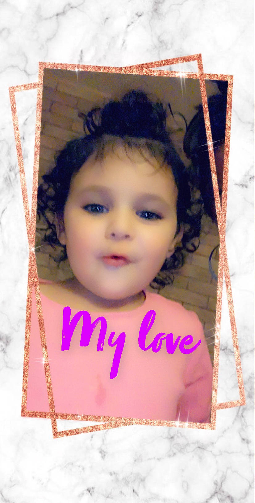 Ellyana is registered to the contest to win money with this photo: art, baby, cheek, child, child_model, face, forehead, person, picture_frame, pink, smile, toddler