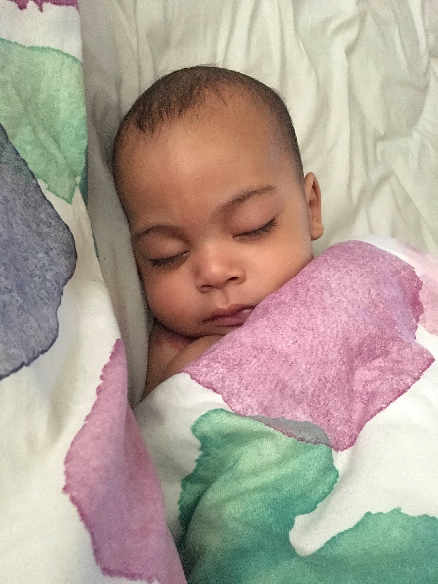 Xzavia is registered to the contest to win money with this photo: baby, beauty, bedding, bedtime, blanket, cheek, child, eye, face, forehead, head, linens, lip, mouth, nose, person, pink, skin, sleep, textile