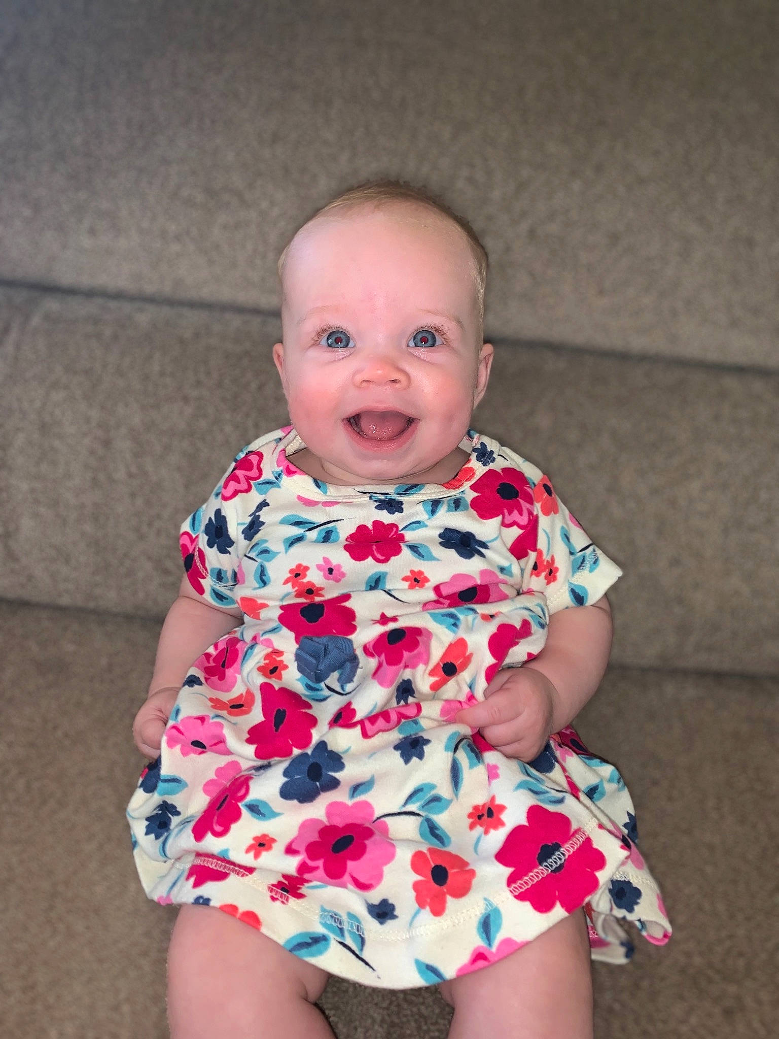 Vera joined the competition — help win amazing prizes! baby, baby_toddler_clothing, child, dress, pattern, person, pink, smile, toddler