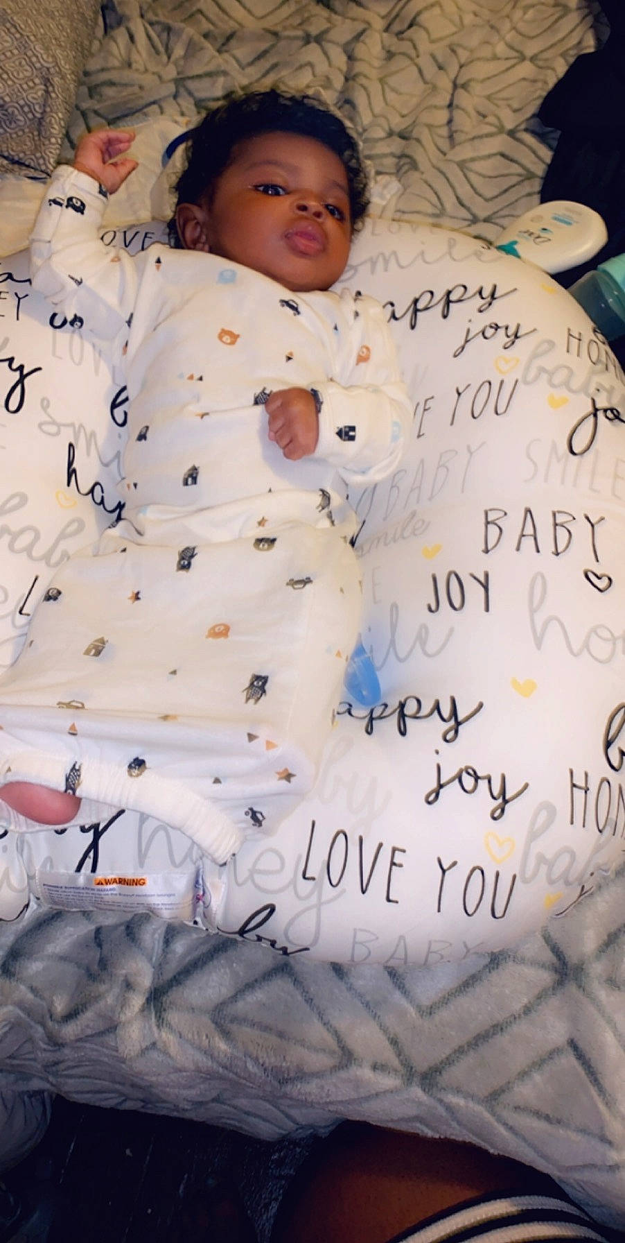 Noel joined the competition — help win amazing prizes! baby, bedtime, child, linens, person, sleep, smile, toddler