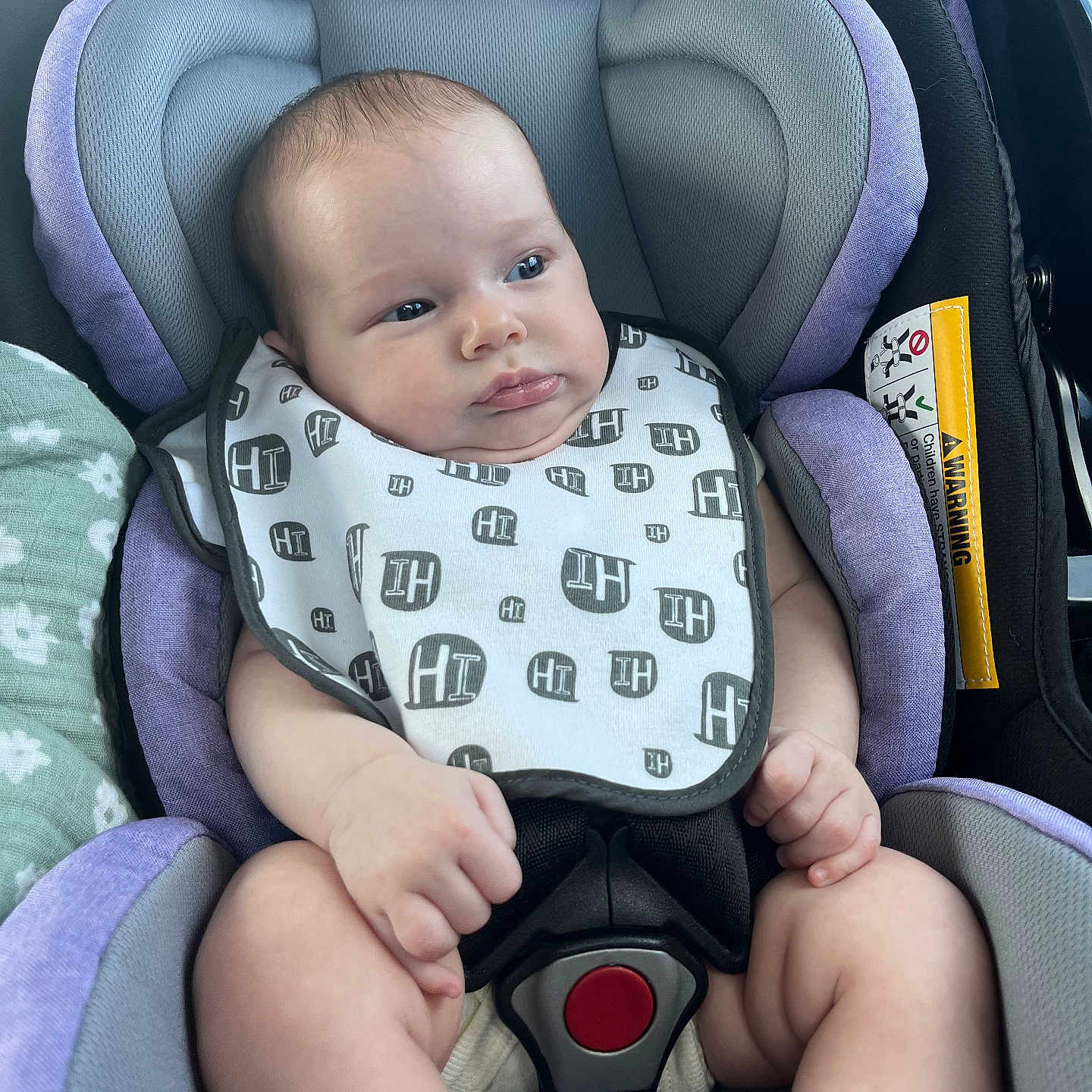 Olive is registered to the contest to win money with this photo: baby, car, car_interior, carseat, crib, cushion, face, furniture, happy, head, homedecor, infantbed, newborn, person, photography, portrait, sleeping, smile, transportation, vehicle