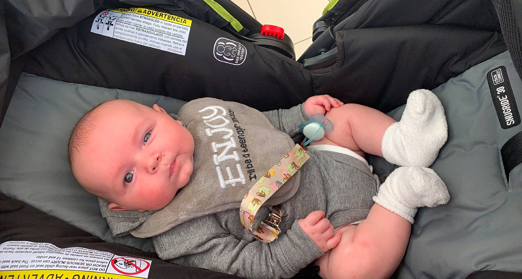 Lucian is registered to the contest to win money with this photo: baby, baby_carriage, baby_products, baby_safety, baby_toddler_clothing, child, comfort, finger, gesture, hand, lap, mammal, nail, person, room, sitting, skin, thumb, toddler, tree