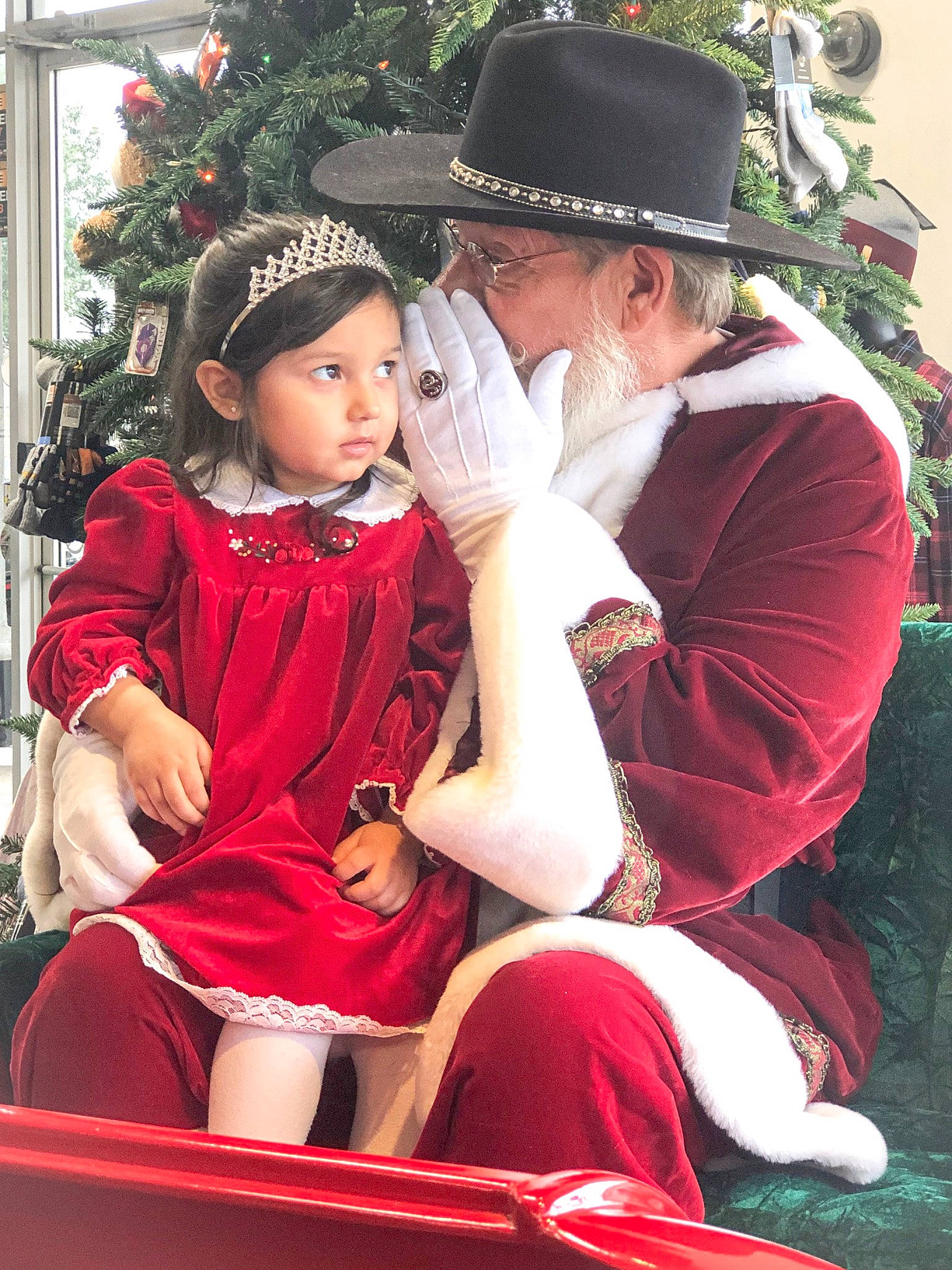 Scarlette joined the competition — help win amazing prizes! child, christmas, christmas_eve, christmas_ornament, fictional_character, holiday, person, santa_claus, sitting, smile, tradition