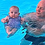 baby, adult, swimming_pool, water, holding, child, person, outdoor, summer, fun, family, parent, infant, skin, swimwear, recreation, leisure, happy, together, bonding